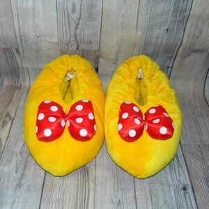 DISNEY Minnie Mouse Yellow Bow Slippers Adult Size LARGE